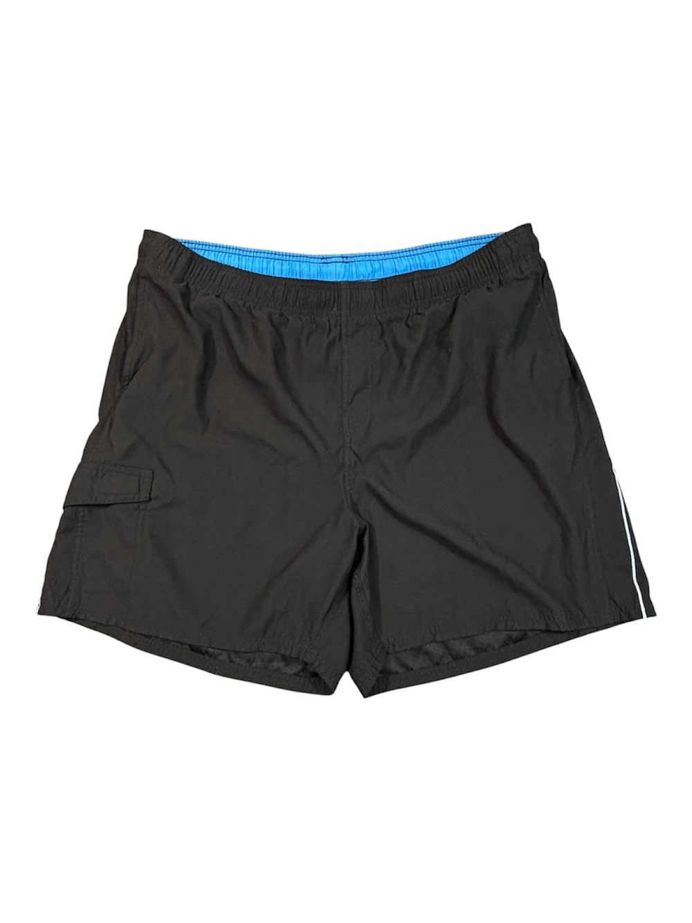 Nike Swim Trunks Men XL Black Blue Elastic Waist Mesh Liner Board Shorts Cargo